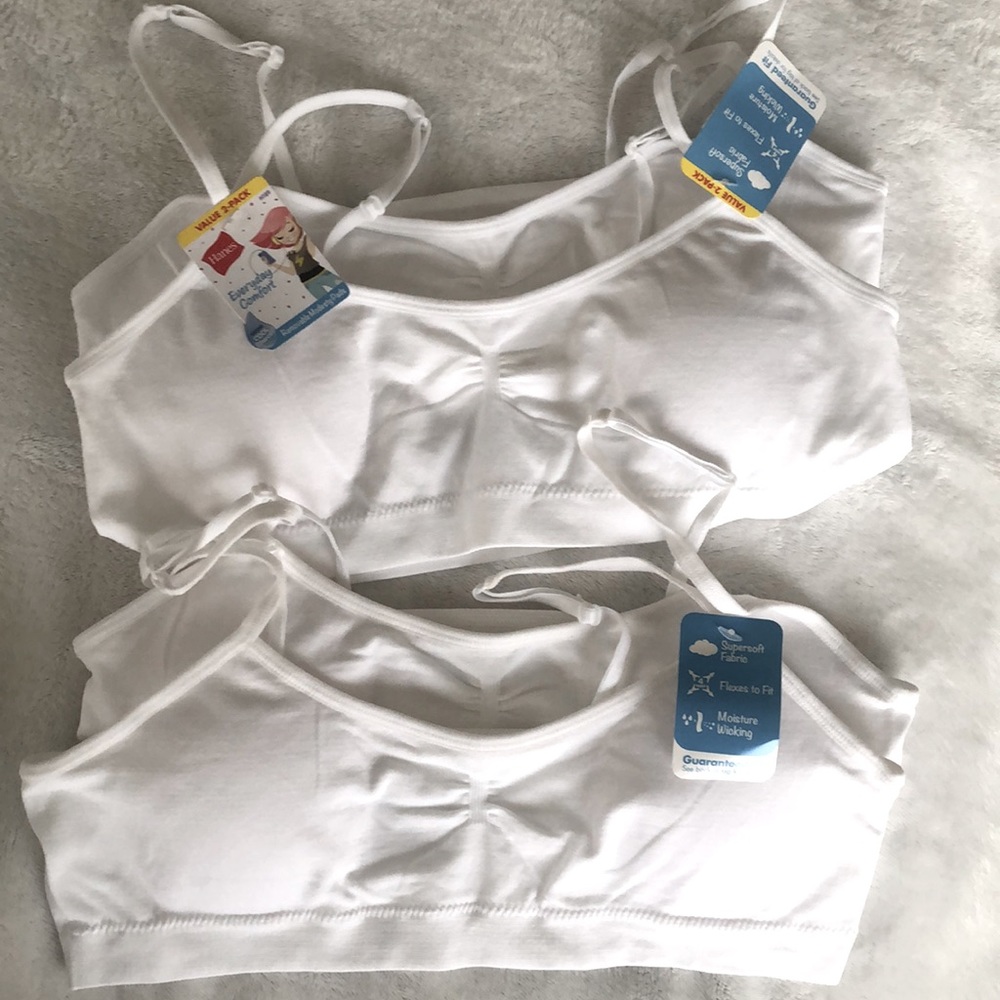Girl’s, Training Bras, Hanes, X-LARGE, White